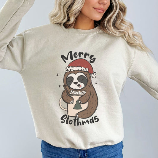 Merry Slothmas Christmas Sweater, Funny Christmas Sweatshirt Women, Christmas Family Sweatshirts, Funny Sloth Shirt, Sloth Lover Gift Sweats