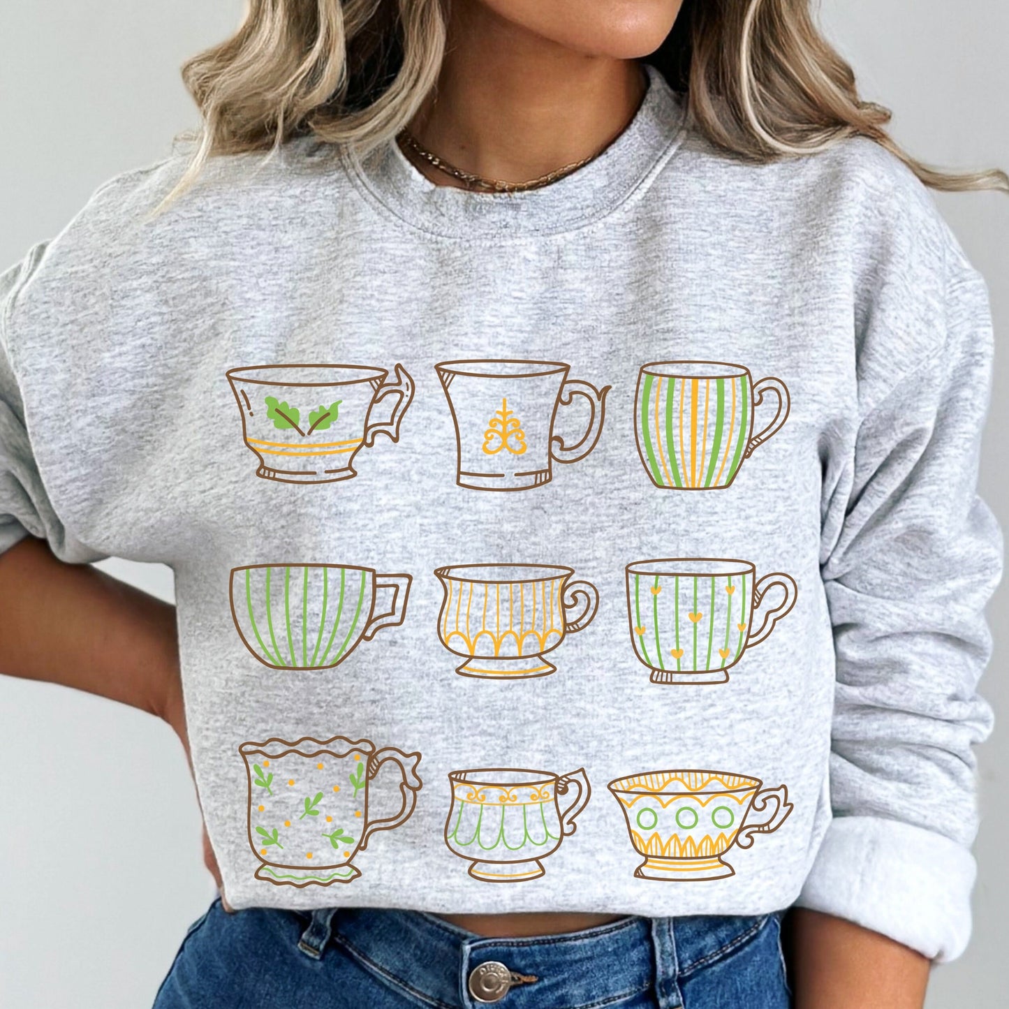 Tea Cup Sweatshirt Cottagecore Crewneck Sweatshirt Vintage Teacup Sweatshirt Tea Lover Gift Cottagecore Aesthetic Clothing Tea Lover Gift