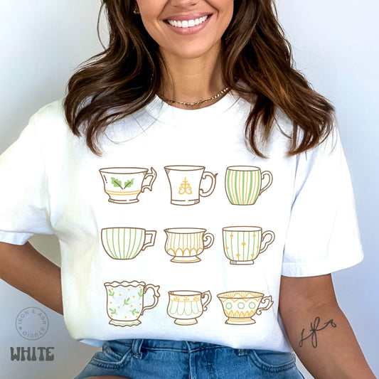 Tea Cup Shirt, Gift For Tea Lovers, Cottagecore Boho Tea Lover Gift, Aesthetic Tshirt, Vintage Teacup Tee, 70s style Shirts, Retro Tea Shirt