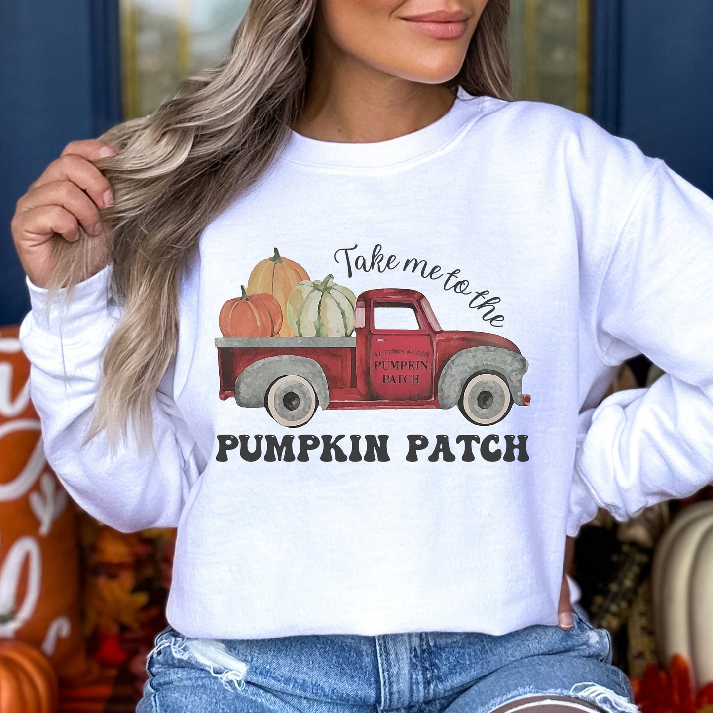 Pumpkin Patch Sweatshirt, Take Me To The Pumpkin Patch Sweater, Fall Pumpkin Sweatshirt, Autumn Shirt, Retro Ladies Pumpkin Sweatshirt