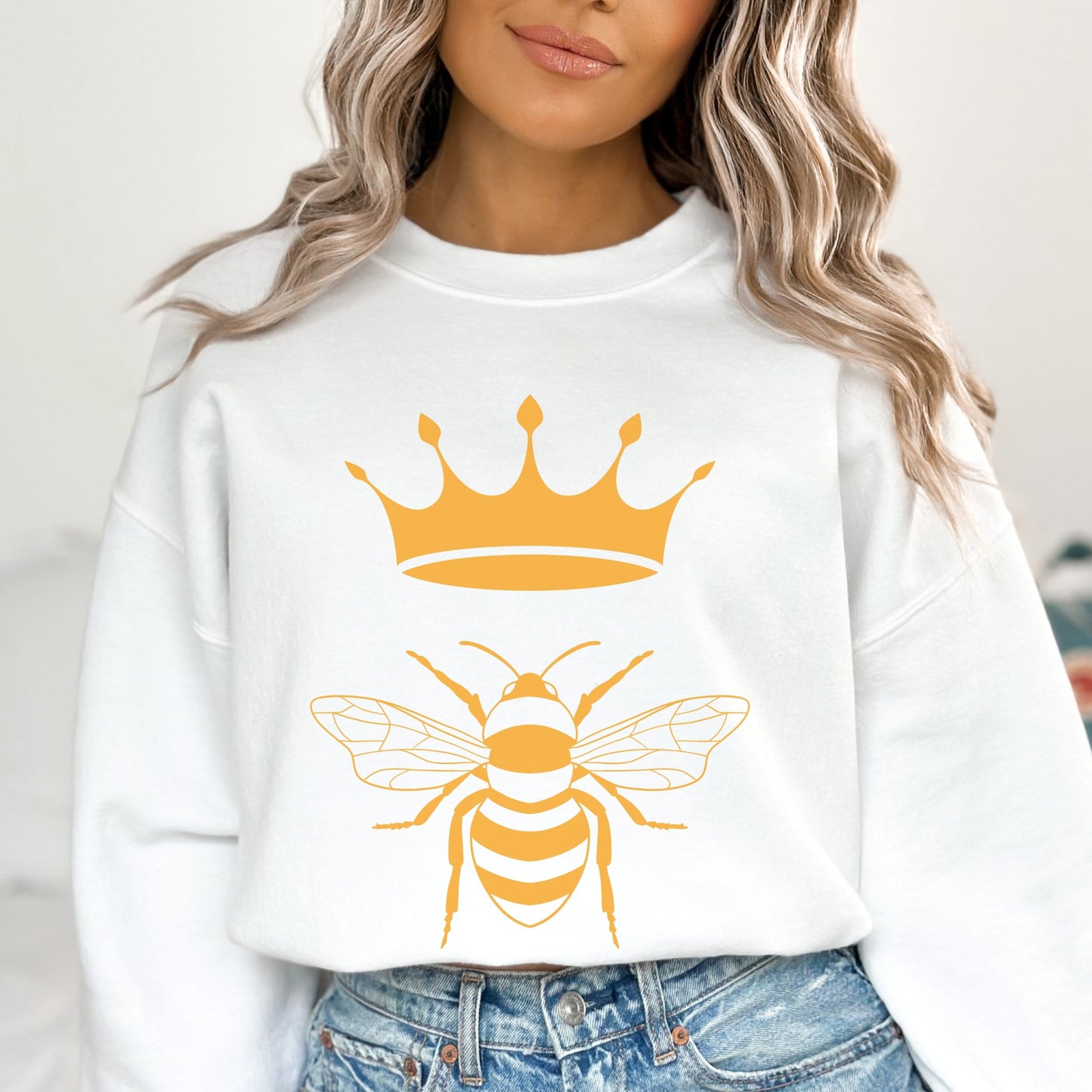 Queen Bee Gildan T-Shirt and Sweater - Women's Clothing - White Sweatshirt