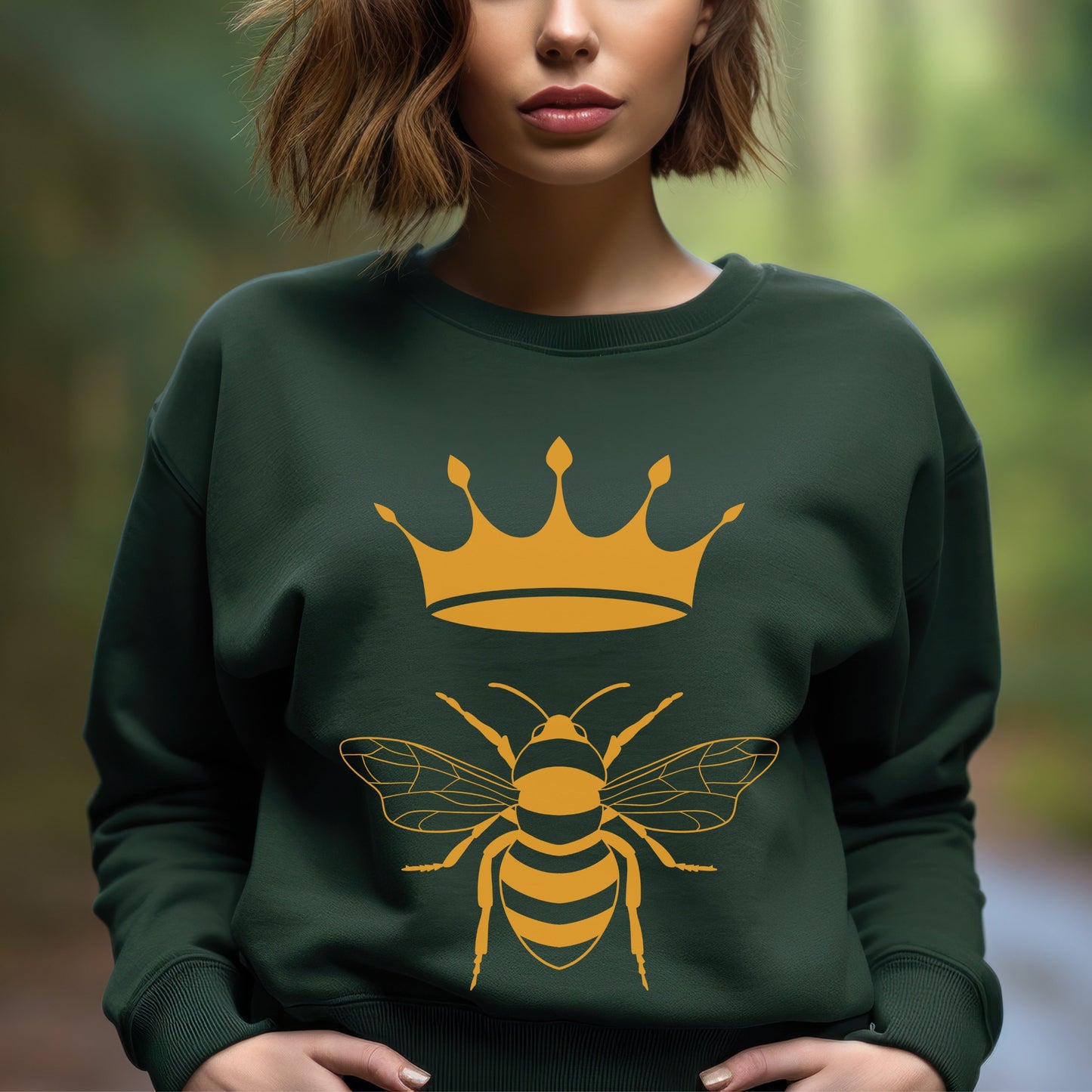 Queen Bee Gildan T-Shirt and Sweater - Women's Clothing - Forest Green Sweatshirt