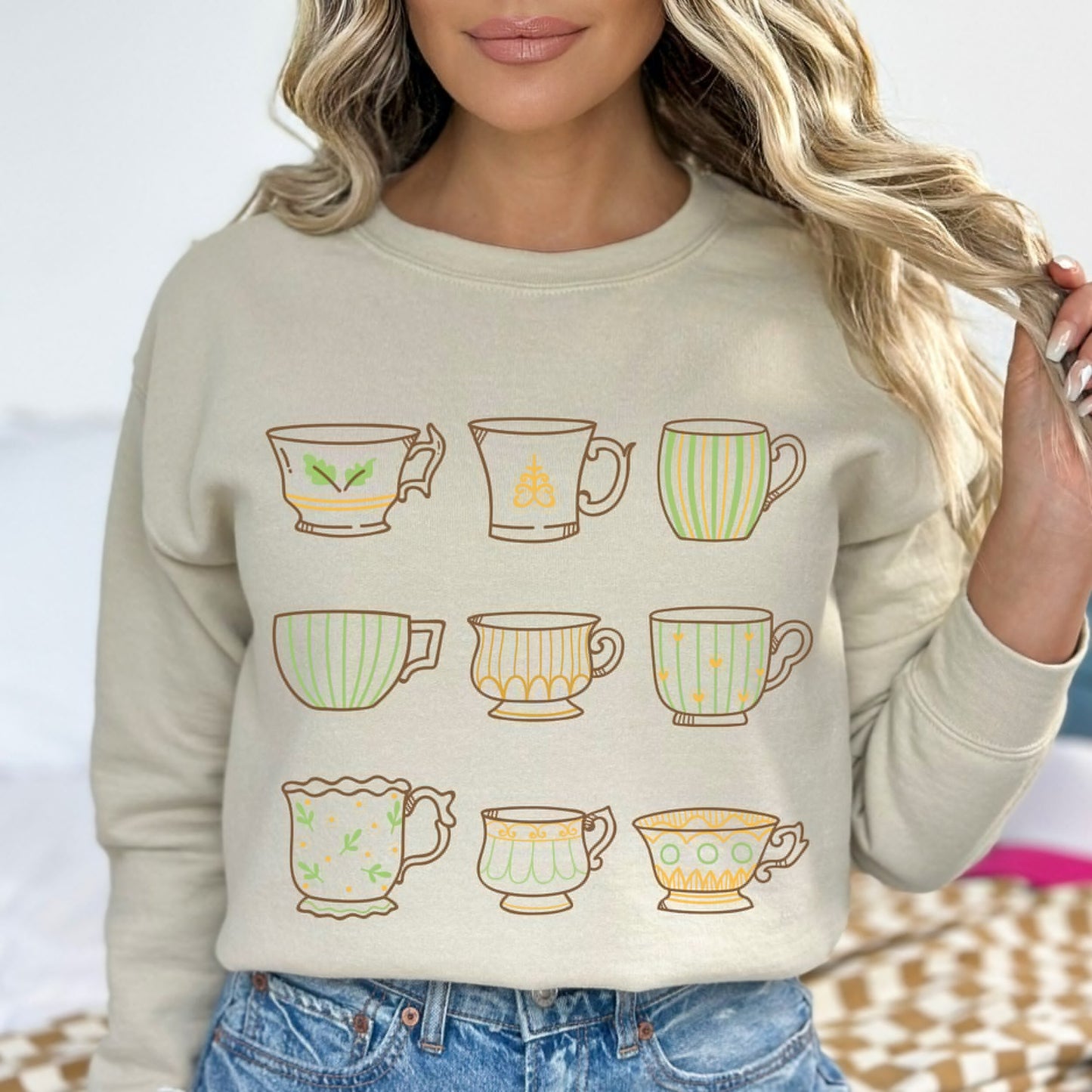 Tea Cup Sweatshirt Cottagecore Crewneck Sweatshirt Vintage Teacup Sweatshirt Tea Lover Gift Cottagecore Aesthetic Clothing Tea Lover Gift