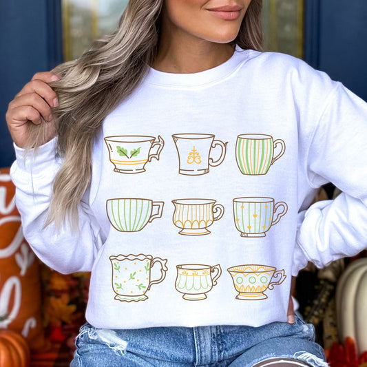 Tea Cup Sweatshirt Cottagecore Crewneck Sweatshirt Vintage Teacup Sweatshirt Tea Lover Gift Cottagecore Aesthetic Clothing Tea Lover Gift