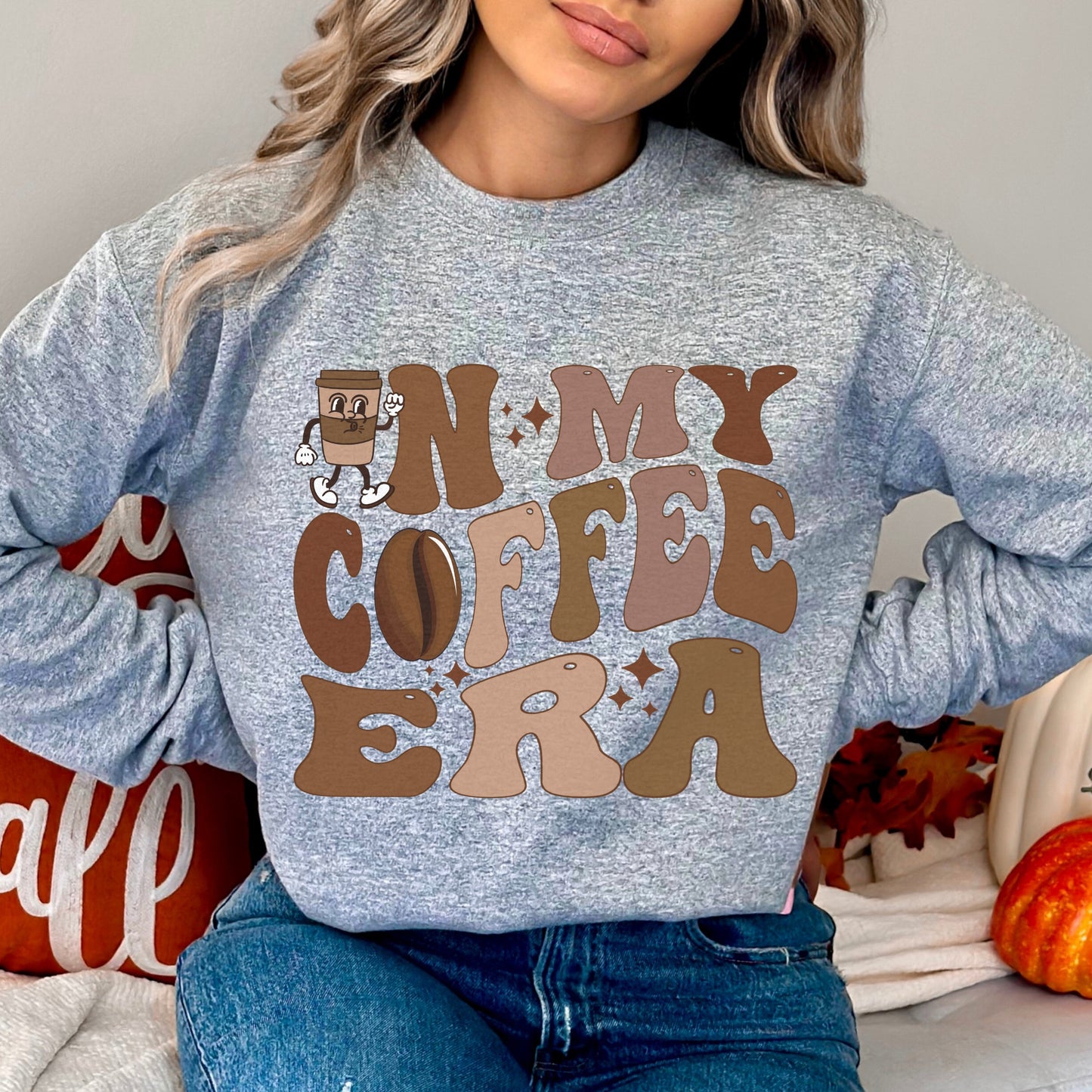 In My Coffee Era Sweatshirt In My Pumpkin Spice Era Sweater Fall Coffee Crewneck Coffee Lover Gift Cute Retro Fall Coffee Sweatshirt
