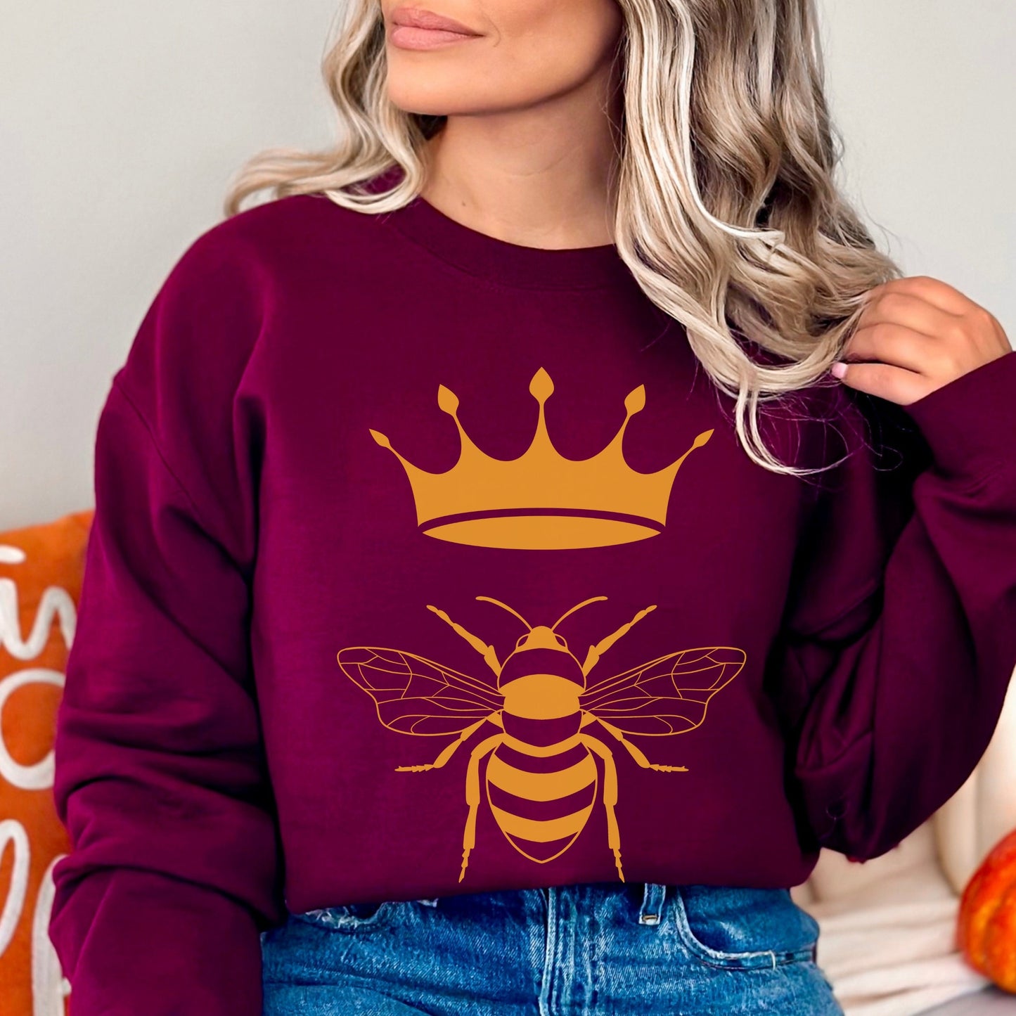 Queen Bee Gildan T-Shirt and Sweater - Women's Clothing - Maroon Sweatshirt