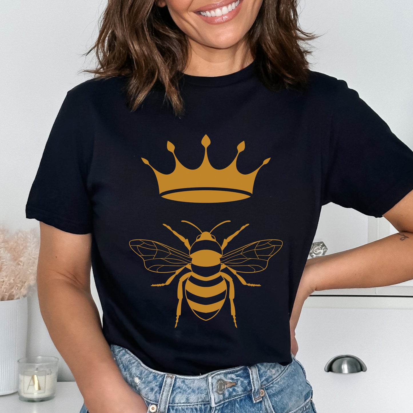 Queen Bee Gildan T-Shirt and Sweater - Women's Clothing - Black Tshirt