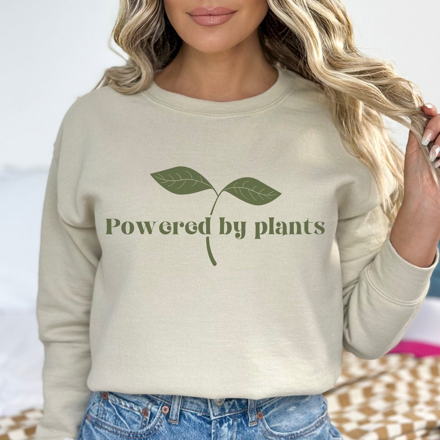 Powered By Plants Sweatshirt Eat More Plants Vegan Sweater Veganism Shirt Herbivore Vegetarian T-Shirt Vegan Gift Eat Your Veggies Crewneck