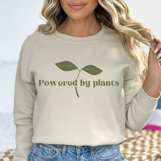 Powered By Plants Sweatshirt Eat More Plants Vegan Sweater Veganism Shirt Herbivore Vegetarian T-Shirt Vegan Gift Eat Your Veggies Crewneck