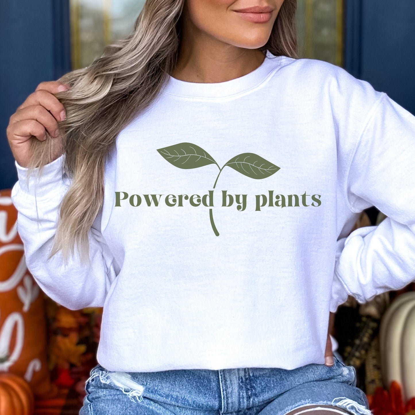 Powered By Plants Sweatshirt Eat More Plants Vegan Sweater Veganism Shirt Herbivore Vegetarian T-Shirt Vegan Gift Eat Your Veggies Crewneck