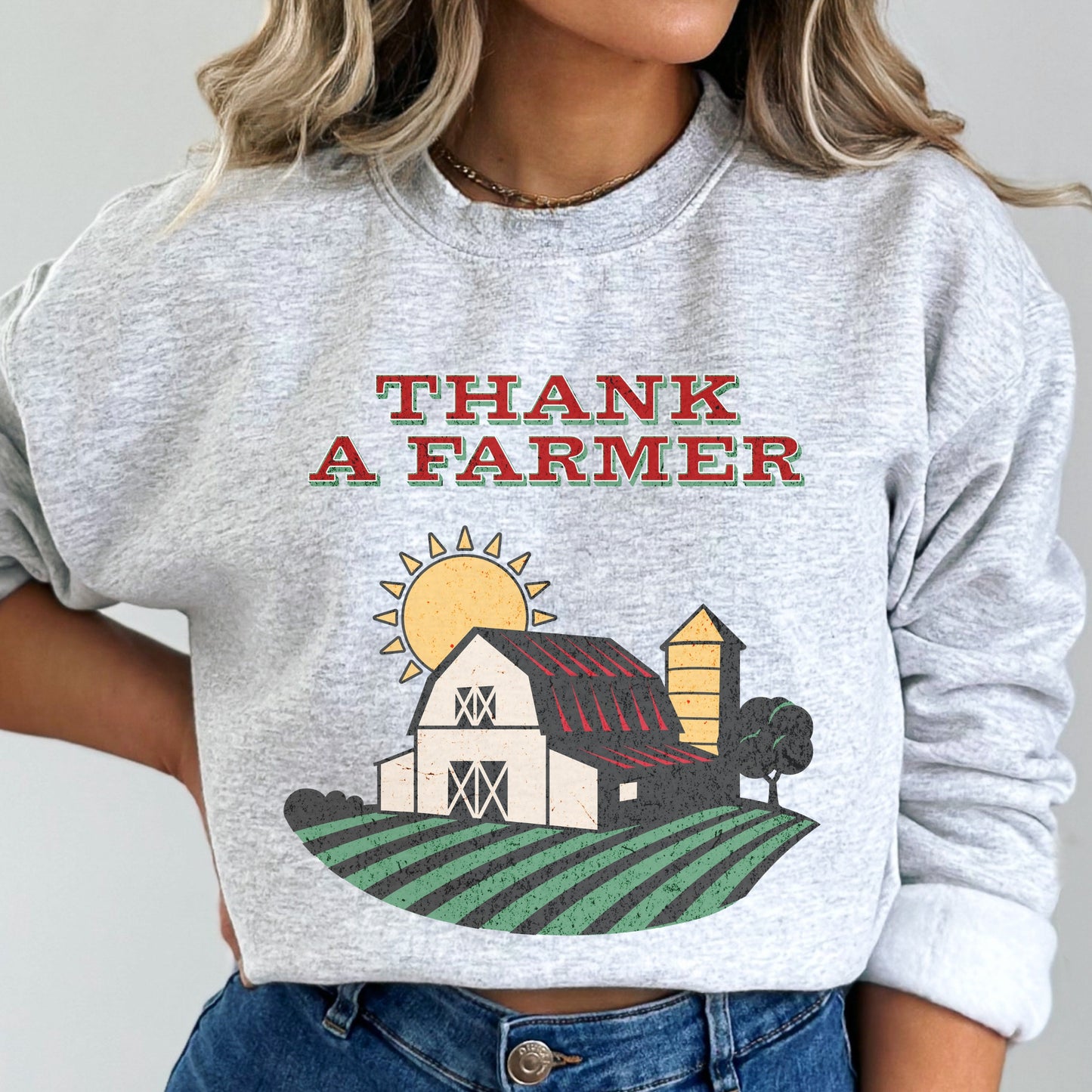 Thank A Farmer Sweatshirt Support Local Farmers Crewneck Farmers Wife Sweatshirt Farmer Gift Agriculture Sweater Ag Gifts Eat Local Sweater