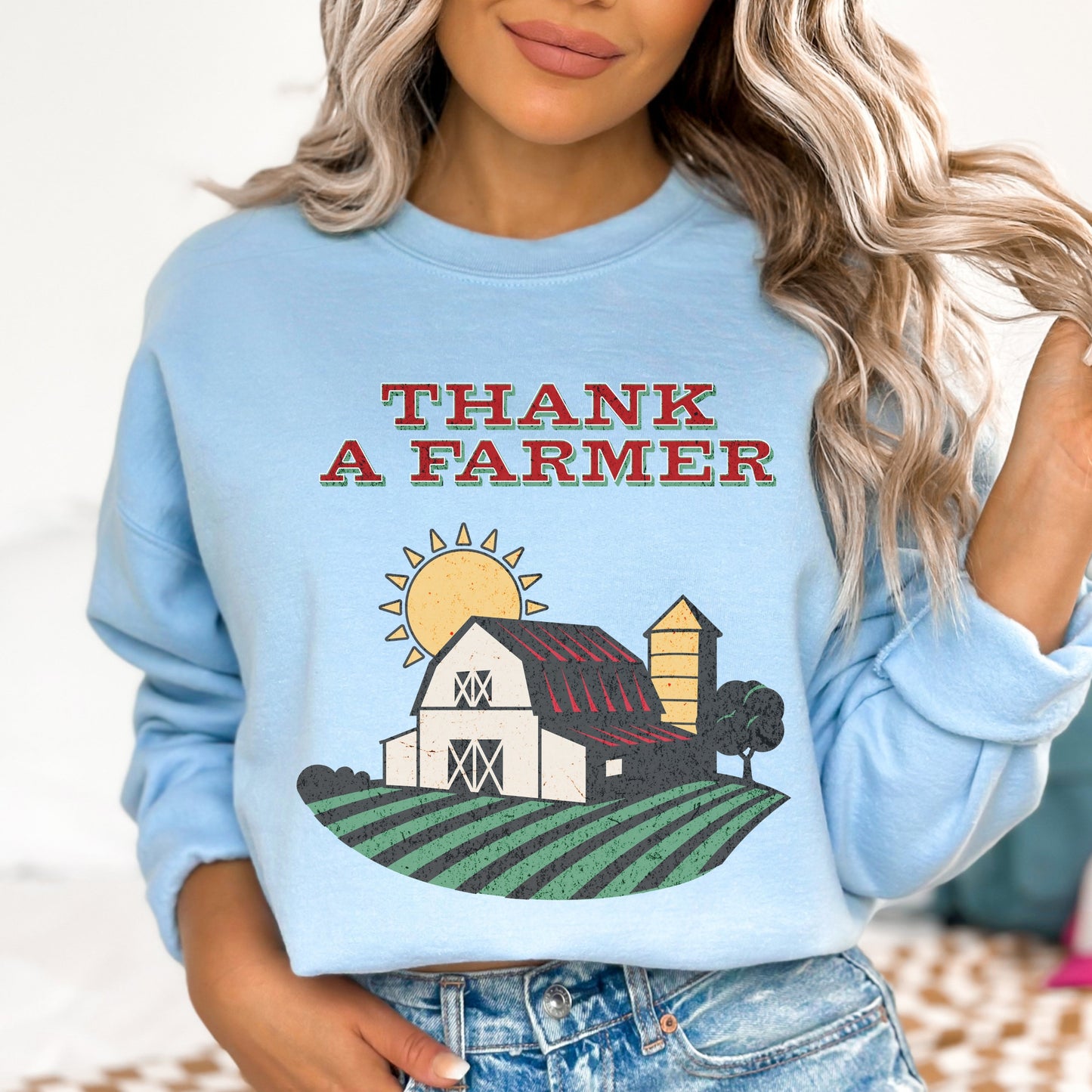 Thank A Farmer Sweatshirt Support Local Farmers Crewneck Farmers Wife Sweatshirt Farmer Gift Agriculture Sweater Ag Gifts Eat Local Sweater