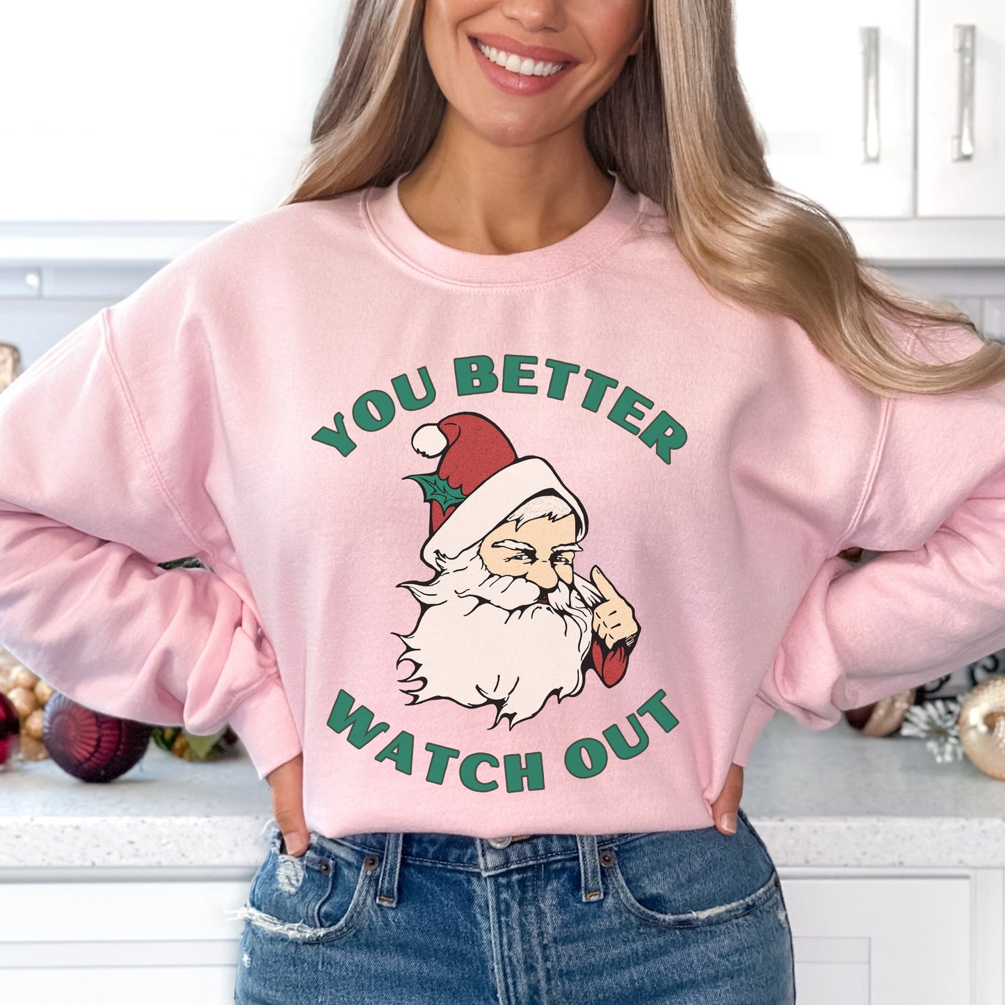 You Better Watch Out Santa Christmas Sweatshirt Funny Santa Sweatshirt Santa Crewneck Ugly Christmas Sweater Mens Funny Xmas Sweater Santa