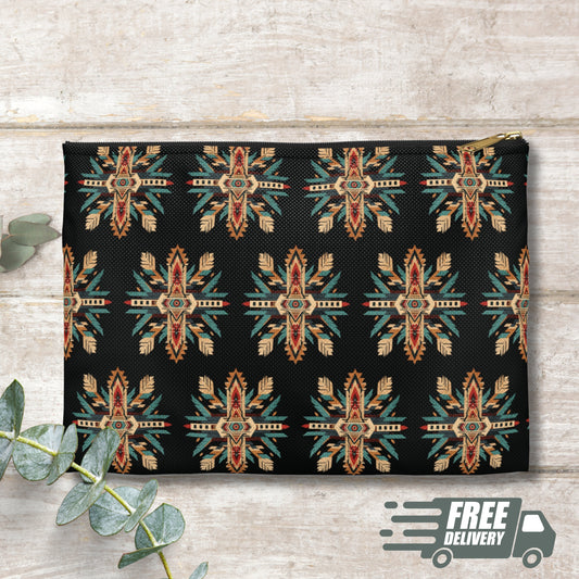 Boho Aztec Pattern Pouch Aztec Makeup Case Western Zipper Pouch Bag Accessory Pouch Diabetic Supply Bag Aztec Cosmetic Bag Western Print Bag