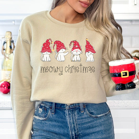 Meowy Christmas Sweatshirt Cat Christmas Sweatshirt Meowy Catmas Sweater Cat Lover Gift for Women Cat Mom Sweatshirt Cat Lovers Gift Ideas