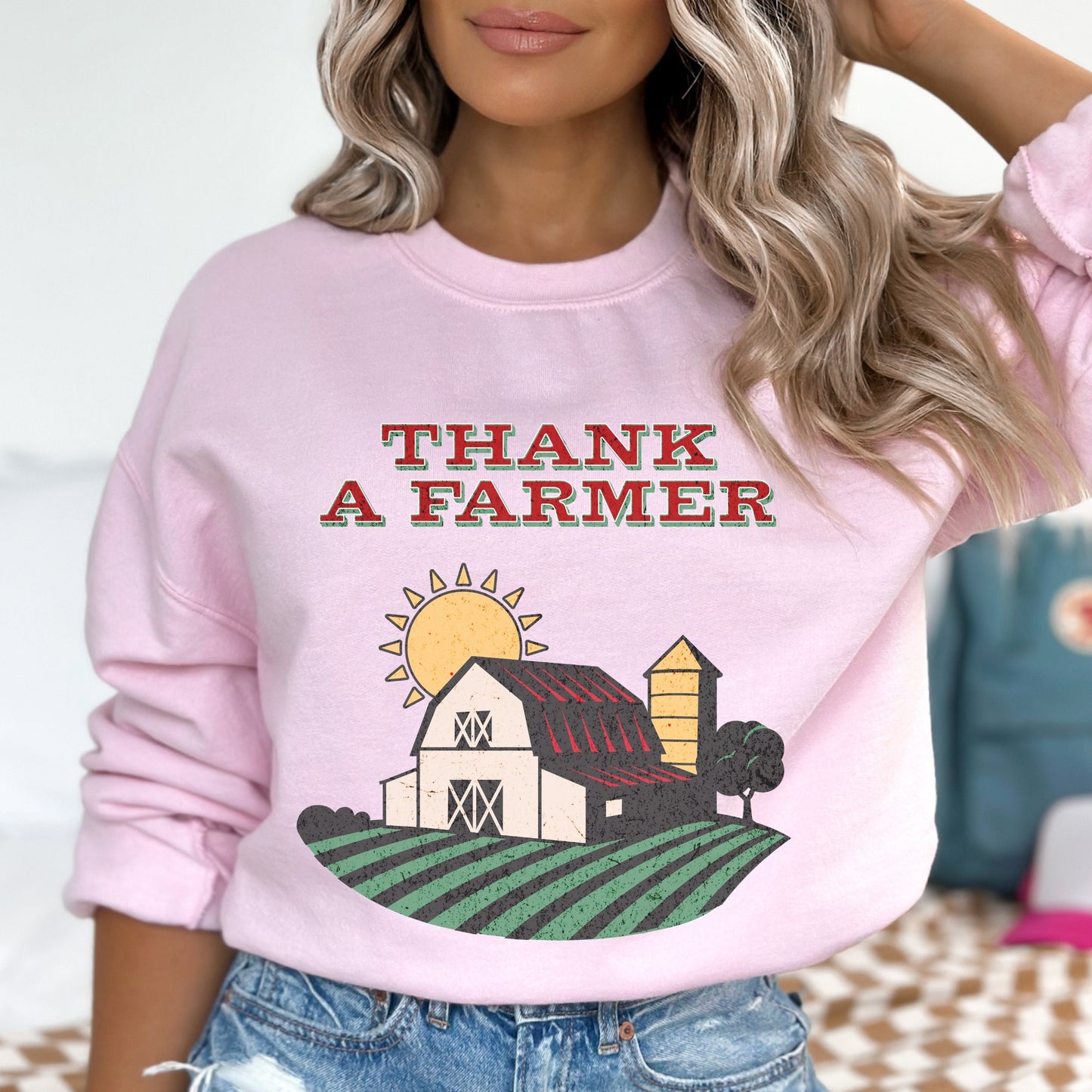 Thank A Farmer Sweatshirt Support Local Farmers Crewneck Farmers Wife Sweatshirt Farmer Gift Agriculture Sweater Ag Gifts Eat Local Sweater