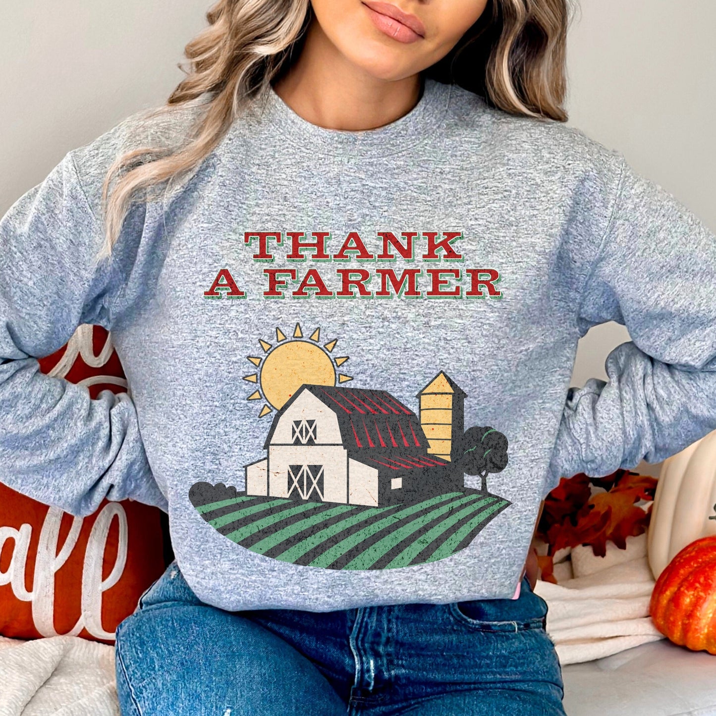 Thank A Farmer Sweatshirt Support Local Farmers Crewneck Farmers Wife Sweatshirt Farmer Gift Agriculture Sweater Ag Gifts Eat Local Sweater