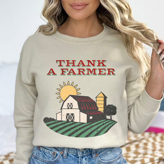 Thank A Farmer Sweatshirt Support Local Farmers Crewneck Farmers Wife Sweatshirt Farmer Gift Agriculture Sweater Ag Gifts Eat Local Sweater