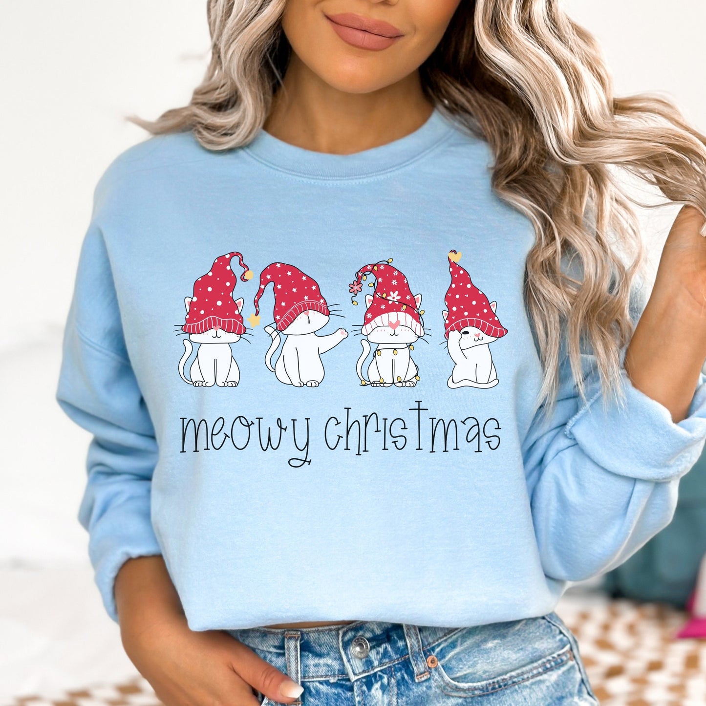 Meowy Christmas Sweatshirt Cat Christmas Sweatshirt Meowy Catmas Sweater Cat Lover Gift for Women Cat Mom Sweatshirt Cat Lovers Gift Ideas