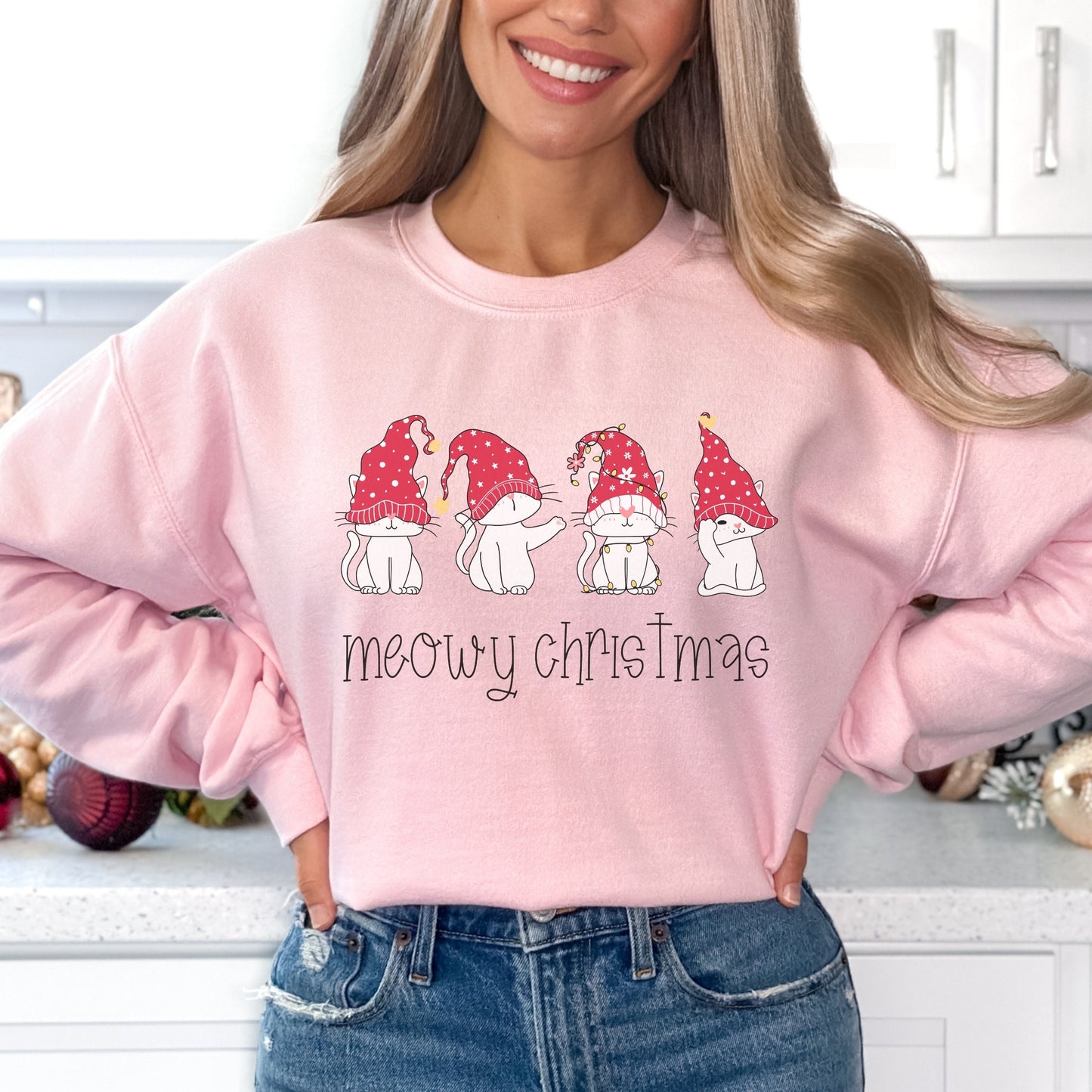 Meowy Christmas Sweatshirt Cat Christmas Sweatshirt Meowy Catmas Sweater Cat Lover Gift for Women Cat Mom Sweatshirt Cat Lovers Gift Ideas