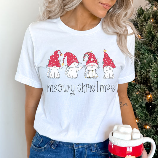 Meowy Christmas Shirt Cat Christmas T-Shirt Cat Lover Gift Women Cat Lover Gift Ideas Cute Cat Christmas T Shirt Cat Mom Gift Cat Xmas Shirt