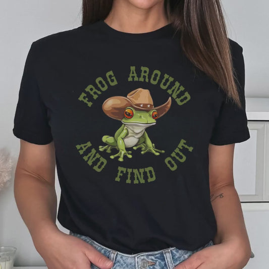 Cowboy Frog Around and Find Out Shirt Weirdcore Shirt Funny T Shirt Weird Shirts Frog Tee You Just Yee'd Your Last Haw Cool Graphic T-Shirt