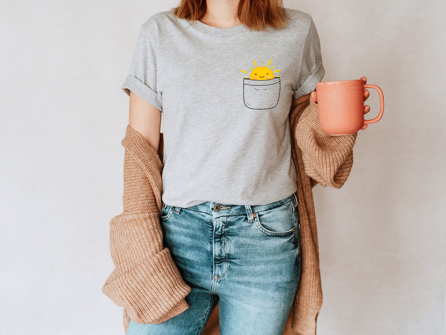 Pocket Full Of Sunshine Shirt, Pocket T-Shirt, Sunshine In My Pocket Tee, Summer T-Shirt, Summer tee Athletic Heather Grey Gray