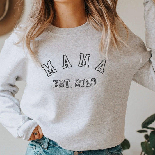 Custom Mama Est 2024 Sweatshirt, Personalized Mama Sweatshirt, Mothers Day, Custom Date Mama Shirt, Cute Pregnancy Announcement Shirt