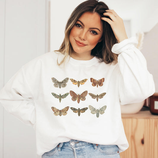 Moth Cottagecore Aesthetic Sweatshirt, Indie Clothing, Botanical Shirt, Dark Academia, Gardening gift for Women, Nature Lover Shirt, Insects