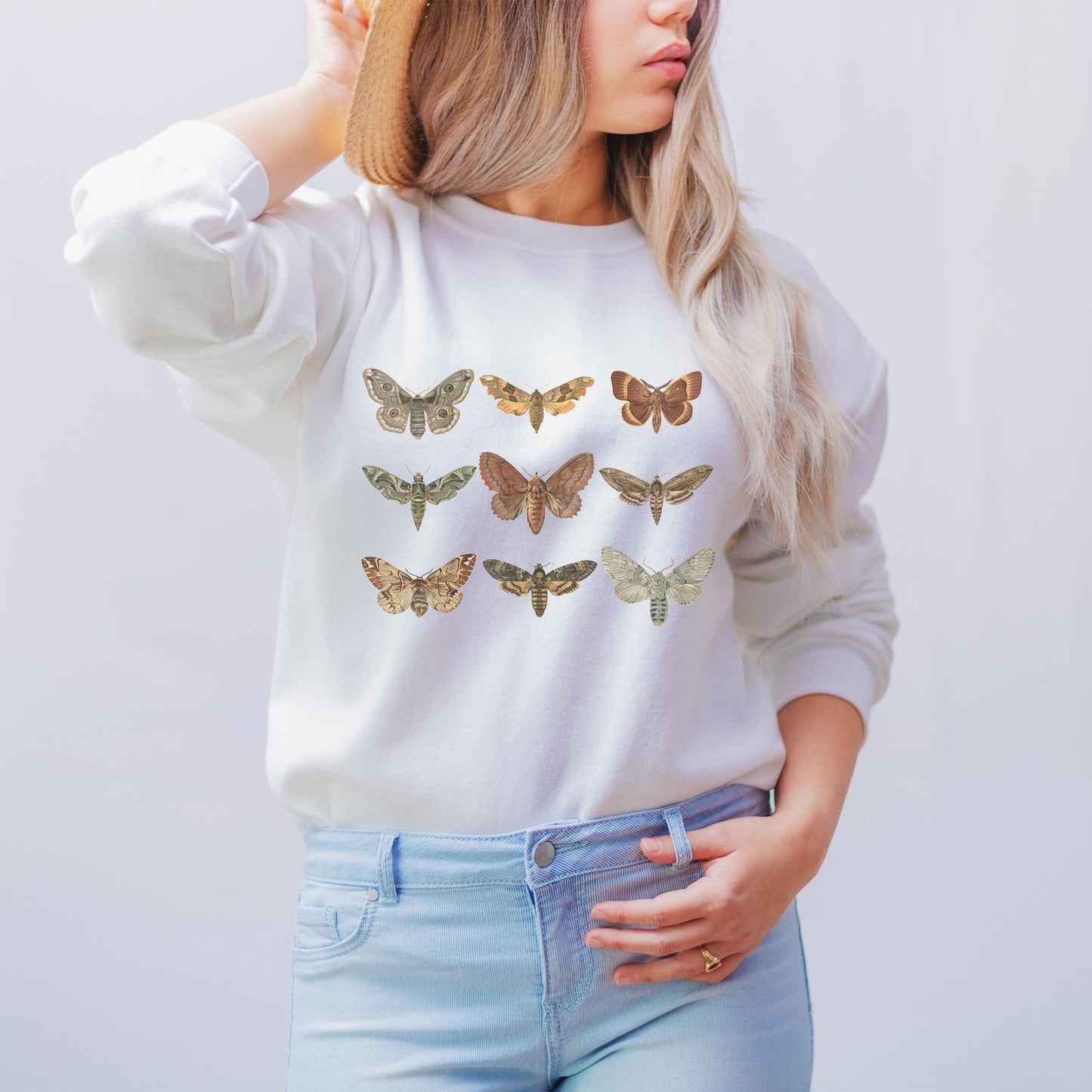 Moth Cottagecore Aesthetic Sweatshirt, Indie Clothing, Botanical Shirt, Dark Academia, Gardening gift for Women, Nature Lover Shirt, Insects