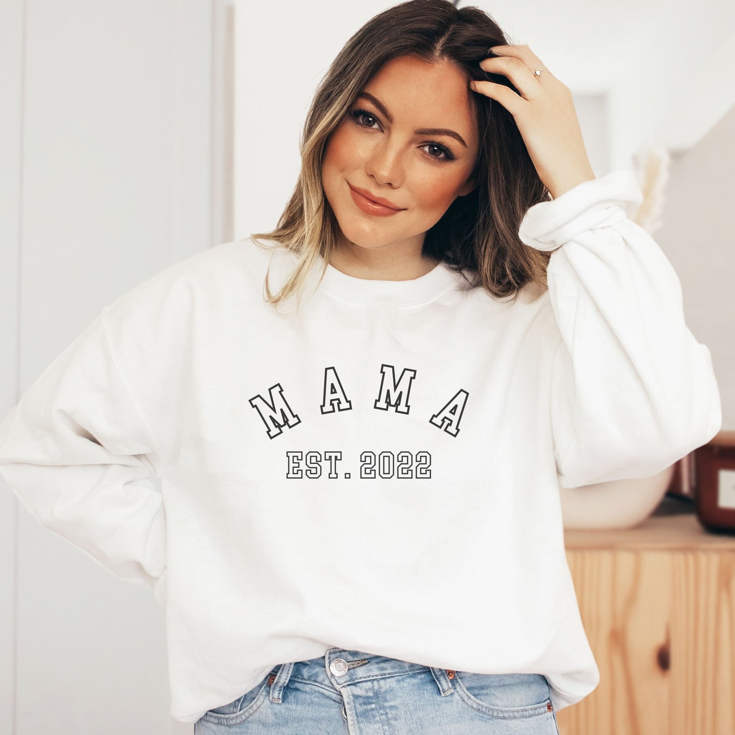 Custom Mama Est 2024 Sweatshirt, Personalized Mama Sweatshirt, Mothers Day, Custom Date Mama Shirt, Cute Pregnancy Announcement Shirt