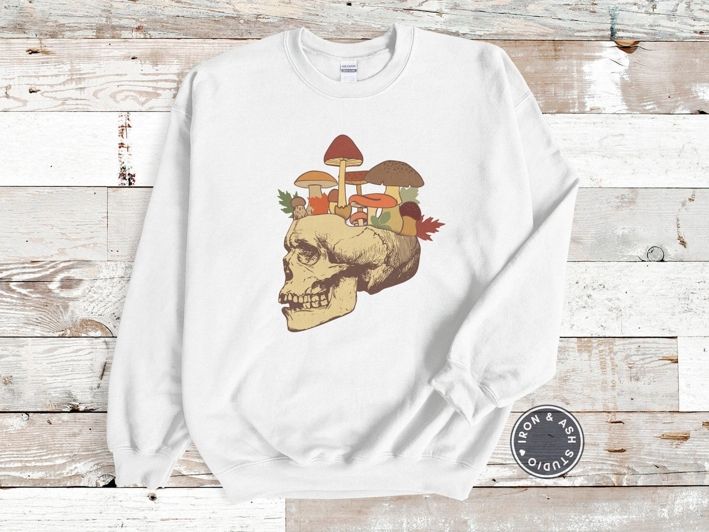 Mushroom Sweatshirt, Dark Academia Skull Shirt, Skull Sweatshirt Womens, Indie Clothing, Trendy Crewneck, Cottagecore Sweater, Cottagecore