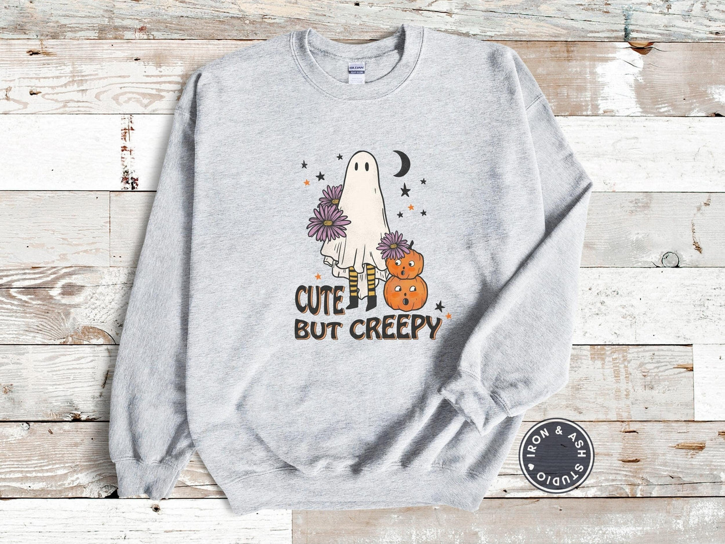Cute But Creepy Sweatshirt, Spooky Season Ghost Halloween Crewneck, Cute Ghost, Ghost Sweatshirt, Floral Retro, Halloween Party Shirt