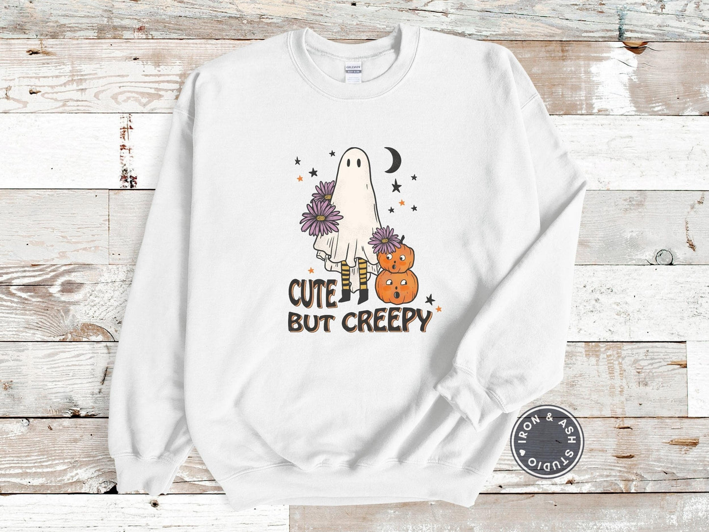 Cute But Creepy Sweatshirt, Spooky Season Ghost Halloween Crewneck, Cute Ghost, Ghost Sweatshirt, Floral Retro, Halloween Party Shirt