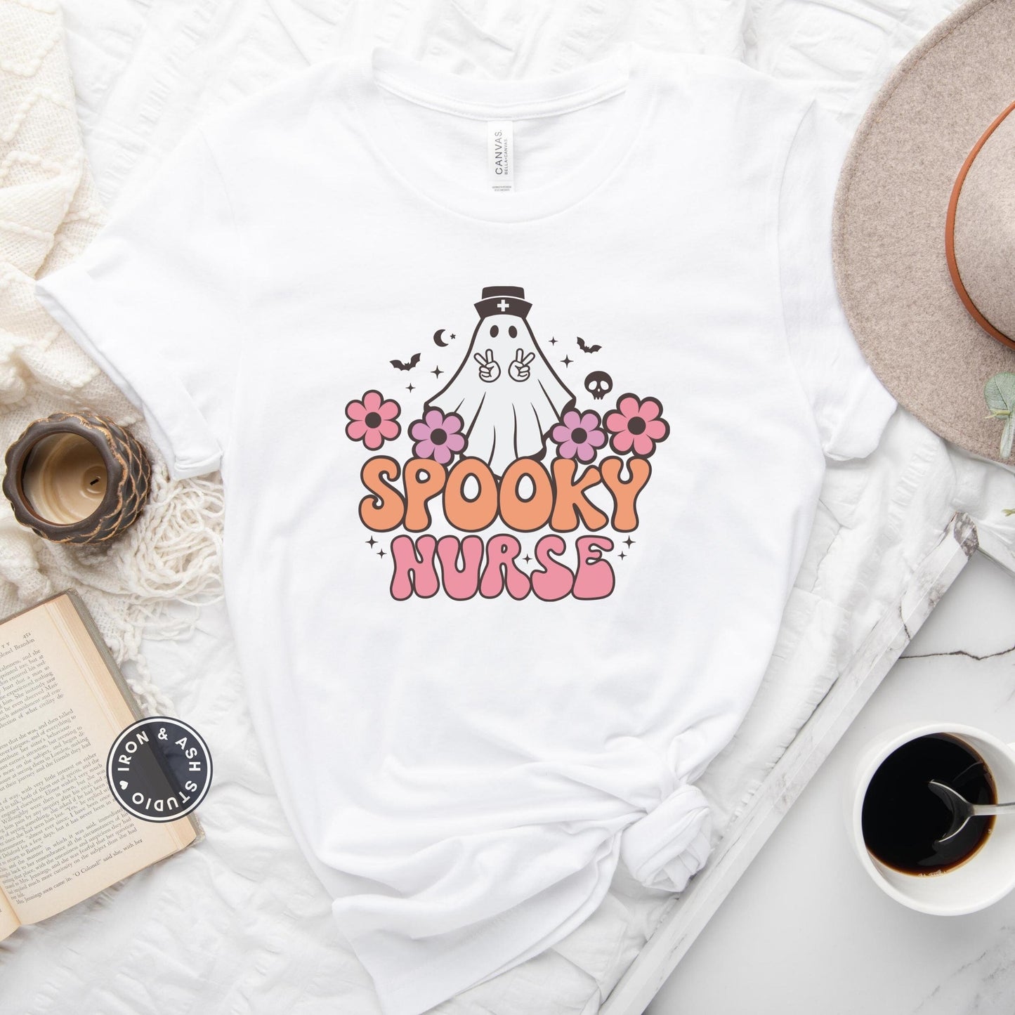 Spooky Nurse Shirt, Nurse Halloween Ghost T Shirt, Spooky Season, RN Halloween TShirt, Cute Ghost Tee, Retro Nurse Shirt, Fall Nurse Shirt