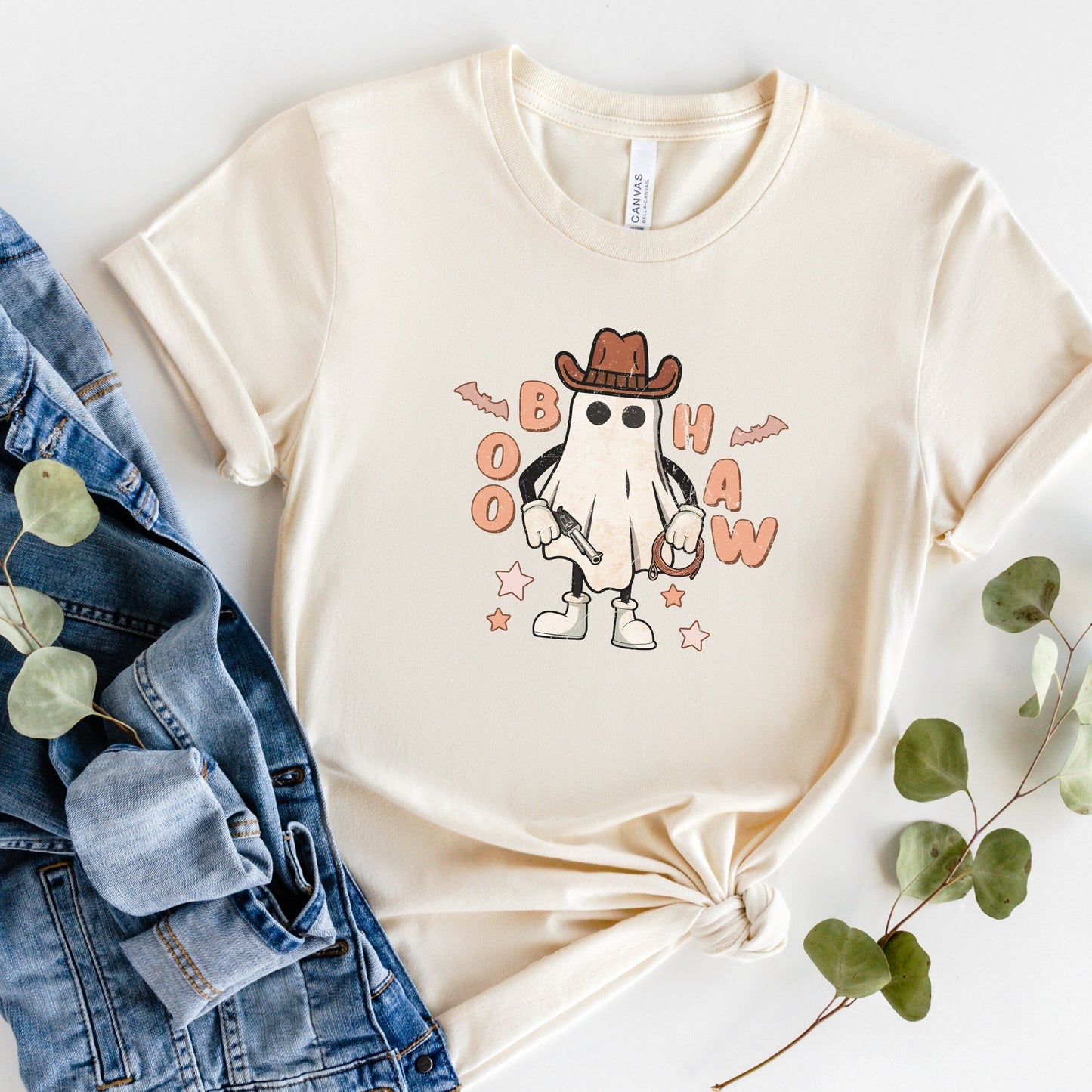 Boo Haw Halloween Ghost Shirt, Yee Haw Halloween, Cute Women's Western Halloween Tee, Retro Halloween, Cute Country Cowgirl Halloween Tee
