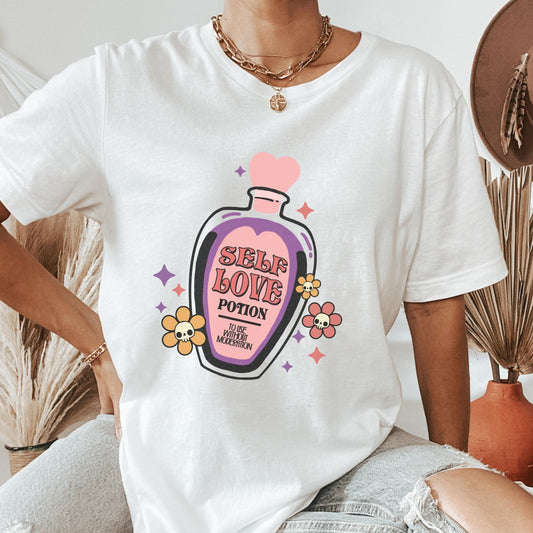 Self Love Potion Shirt, Witchy Clothing, Love Potion Shirt, Potion Bottle Shirt, Self Love Tee, Halloween Shirt for Teens, Halloween Party