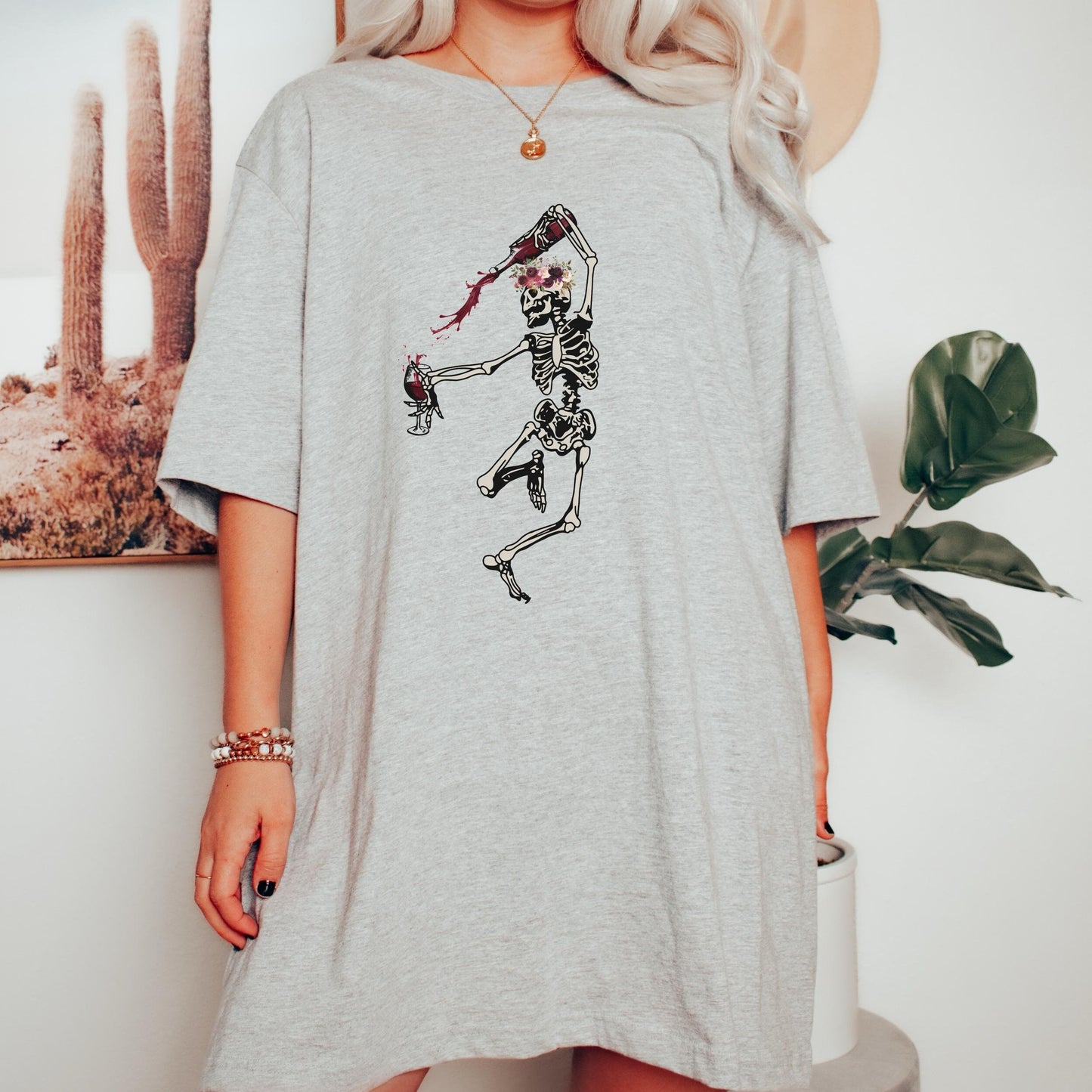 Wine Skeleton Shirt, Funny Skeleton Shirt, Skeleton Tee, Dancing Skeleton, Hallowine Shirt, Wine Lover Gift, Crewneck T-shirt