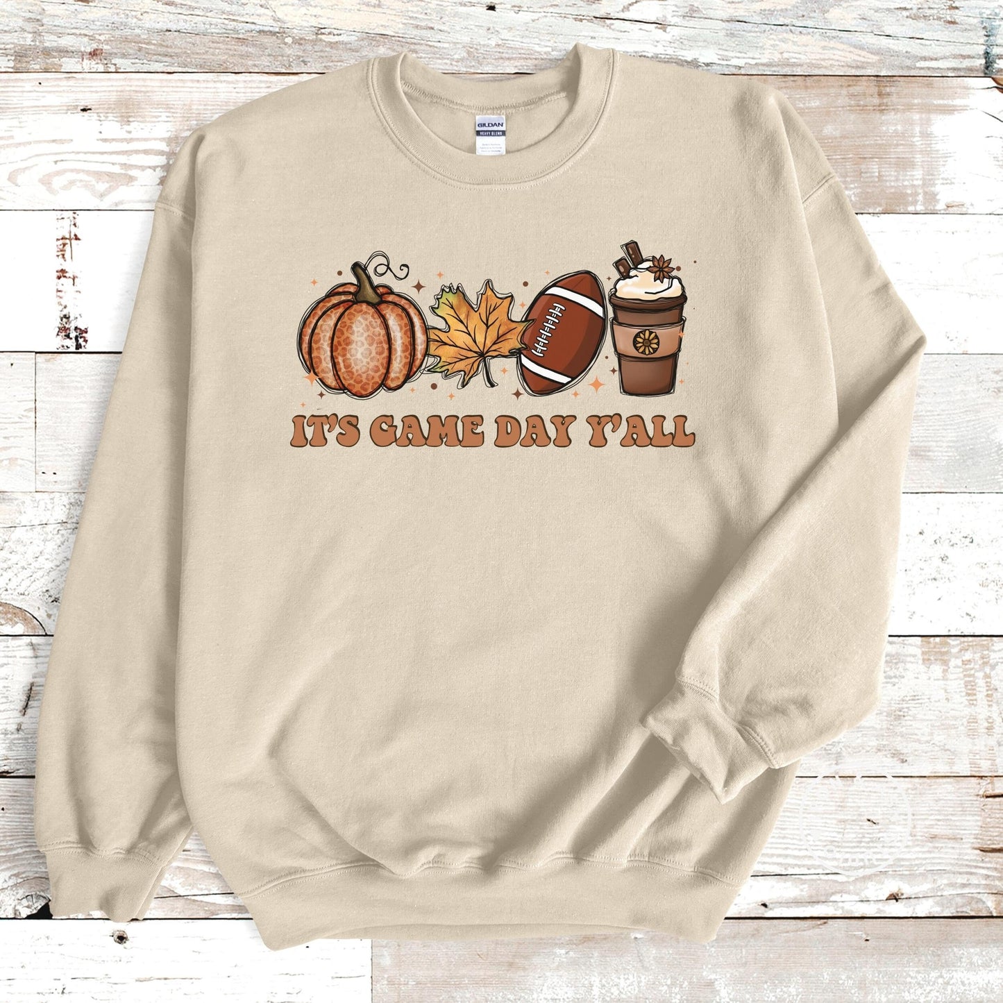 Retro Football Sweatshirt It's Game Day Y'all Football Shirts for Women Tailgate Clothes Fall Coffee Sweatshirt Fall Crewneck Football Mom