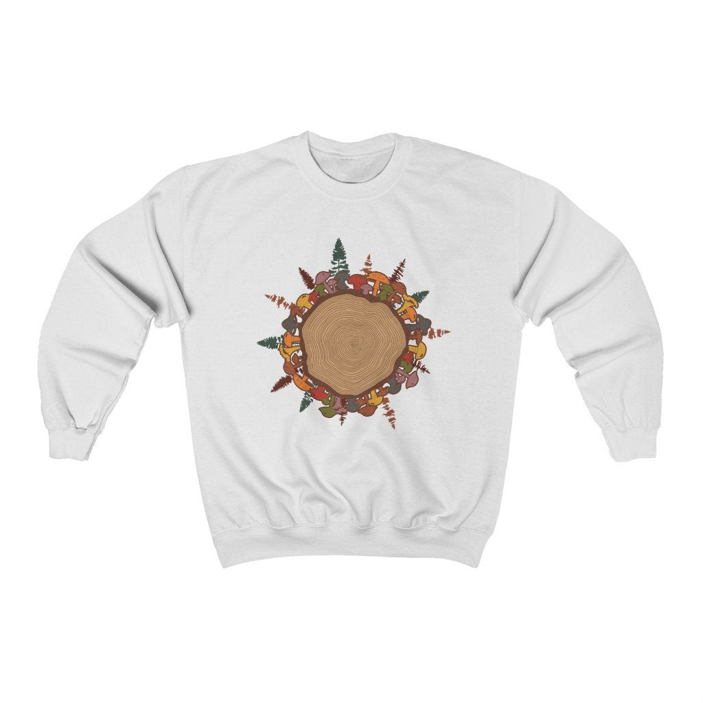 Tree Ring Mushroom Sweatshirt Cottagecore Shroom Sweater Botanical Mushroom Ring Nature Lover Gift Outdoorsy Shirt Hiking Camping Graphic