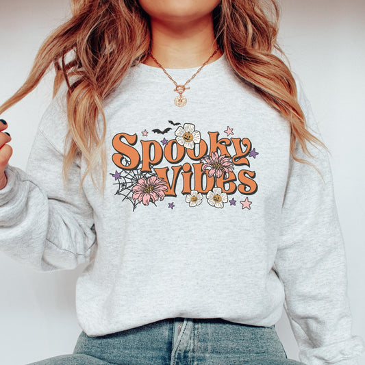 Spooky Season Sweatshirt, Spooky Sweatshirt, Spooky Vibes, Floral Halloween, Halloween Retro Shirt,Vintage Halloween Sweatshirt,Fall Apparel