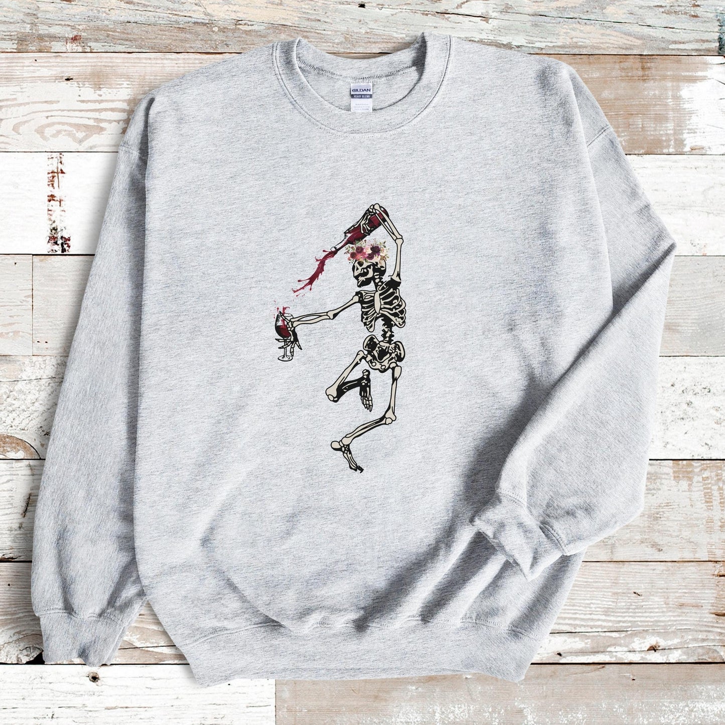 Wine Skeleton Shirt, Spooky Season Sweatshirt, Halloween Crewneck, Funny Halloween Sweatshirt, Hallowine Sweater, Halloween Sweatshirt Women