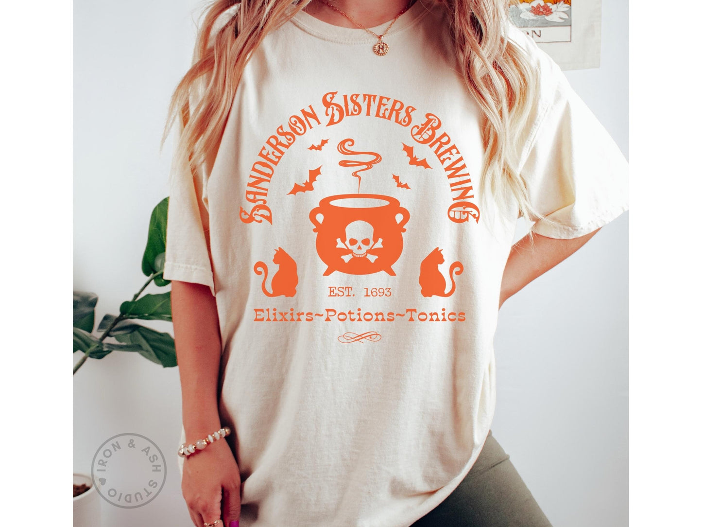 Witch Sisters Brewing Co Shirt Comfort Colors TShirt Cute Halloween Witch Shirt Witchy Clothing Spooky Season Hocus Pocus Halloween Cat