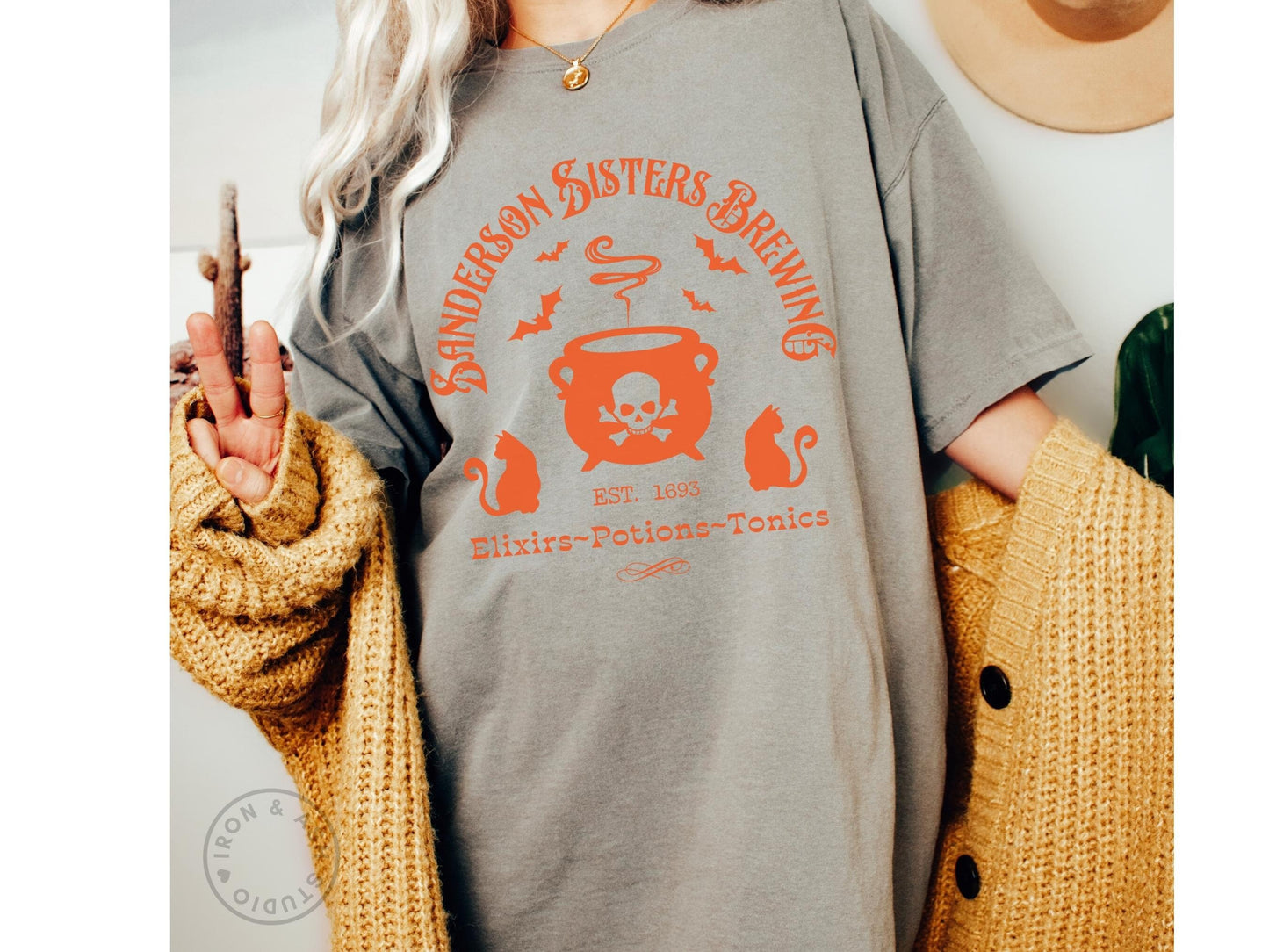 Witch Sisters Brewing Co Shirt Comfort Colors TShirt Cute Halloween Witch Shirt Witchy Clothing Spooky Season Hocus Pocus Halloween Cat