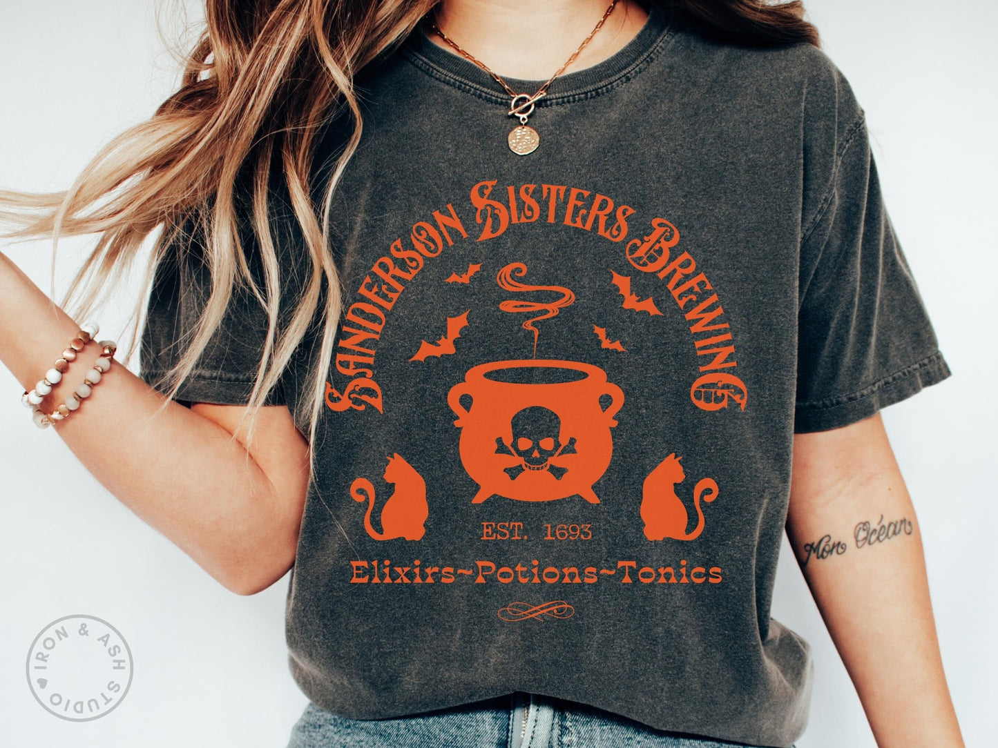 Witch Sisters Brewing Co Shirt Comfort Colors TShirt Cute Halloween Witch Shirt Witchy Clothing Spooky Season Hocus Pocus Halloween Cat