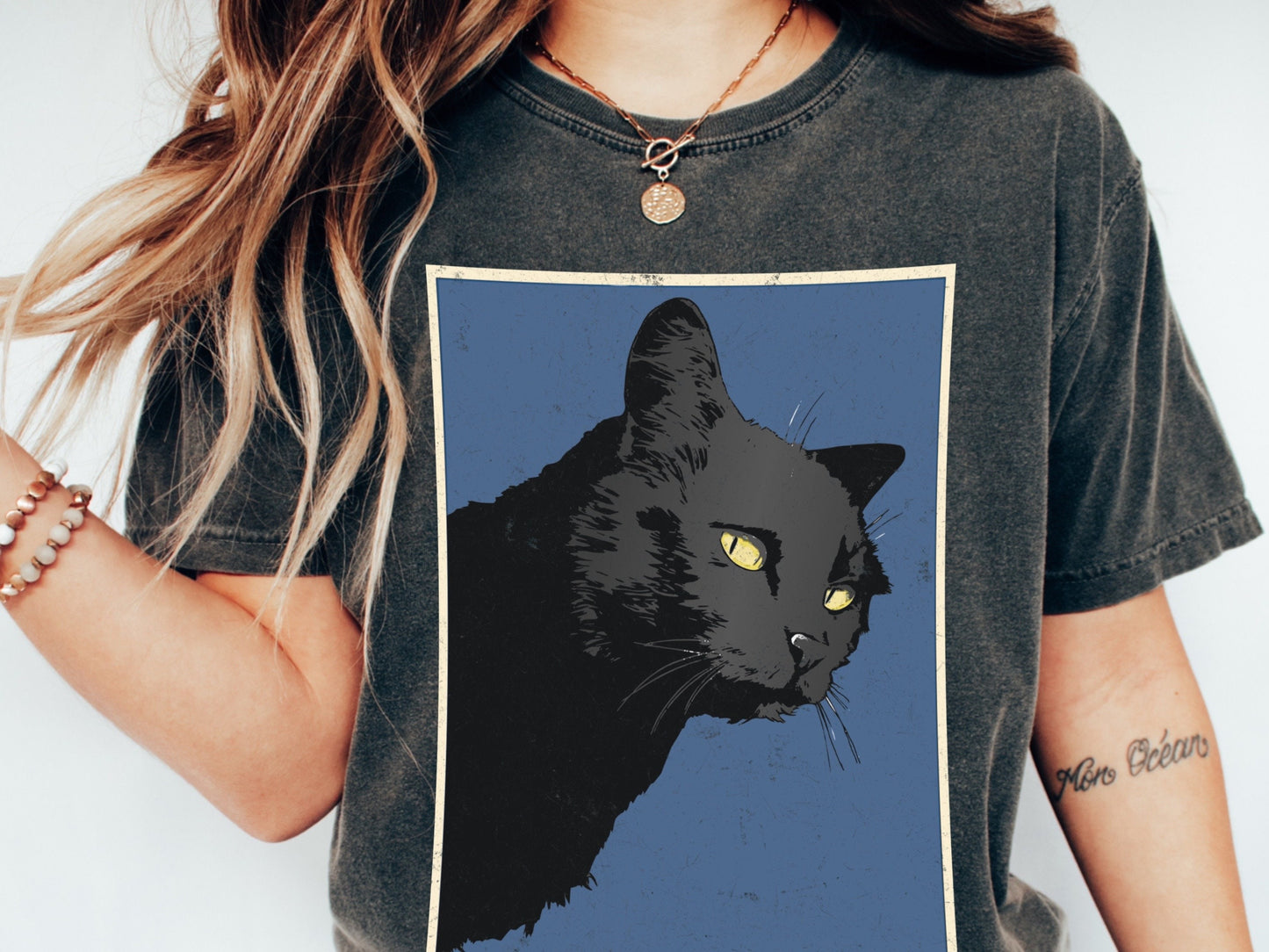 Black Cat Shirt Retro Vintage Cat Print Comfort Colors Cat Shirt Vintage Aesthetic Cottagecore Cat T-Shirt Indie Clothing Trendy Cat Tees