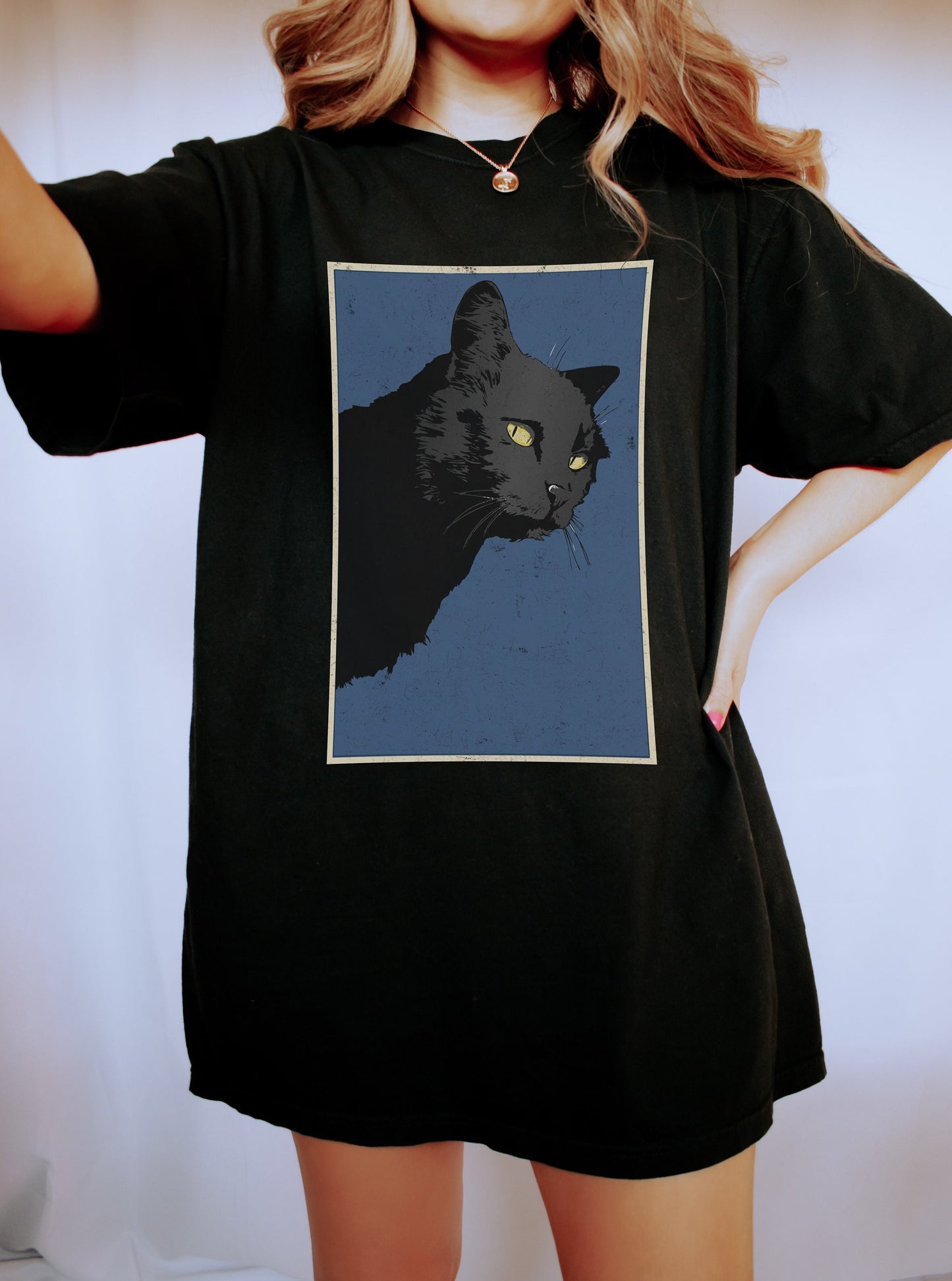 Black Cat Shirt Retro Vintage Cat Print Comfort Colors Cat Shirt Vintage Aesthetic Cottagecore Cat T-Shirt Indie Clothing Trendy Cat Tees