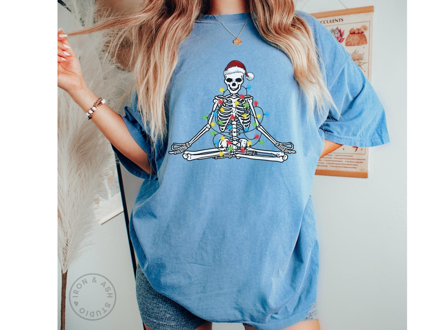 Funny Christmas Skeleton Shirt Comfort Color TShirt Namasleigh Ugly Christmas Shirt Funny Holiday Party Tee Skeleton Christmas Yoga TShirt