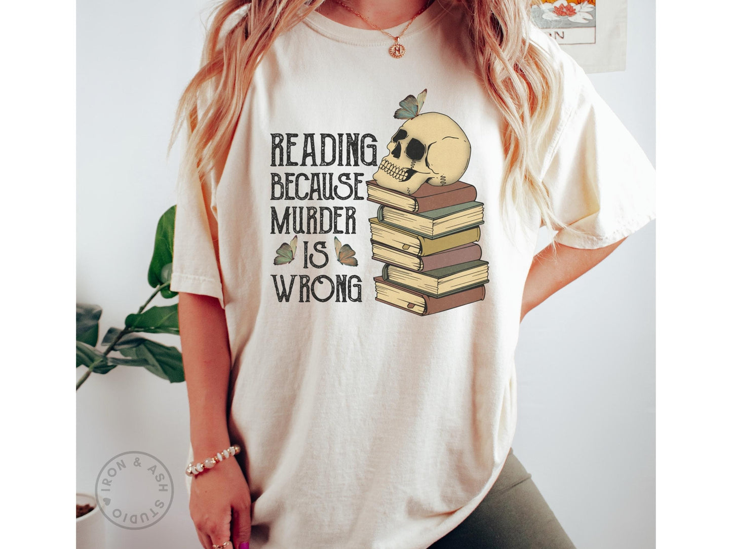 Funny Reading Shirt Comfort Colors TShirt Death By TBR Dark Academia Skull Book Tee Bibliophile Gift Book Lover Gifts For Women Bookish Tee