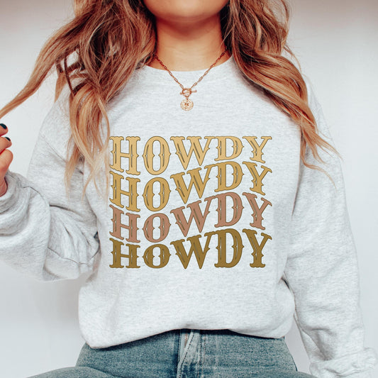 Howdy Sweatshirt Yeehaw Cowgirl Boho Western Graphic Crewneck Sweater Country Concert Nashville Shirt Southern Sweatshirt Rodeo Cowboy Shirt